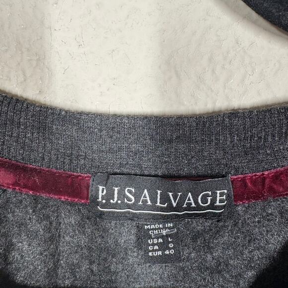 PJ Salvage Size Large Snow Dots Long Sleeve Top Heather Slate Gray Crew Neck - Picture 8 of 10